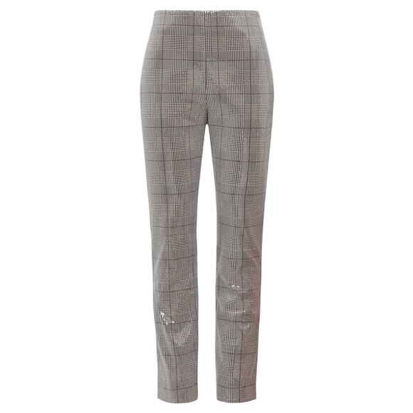 Badgley Mischka Sequin Plaid Slim Ankle Pants in White Multi, Size US 10 - Picture 1 of 8